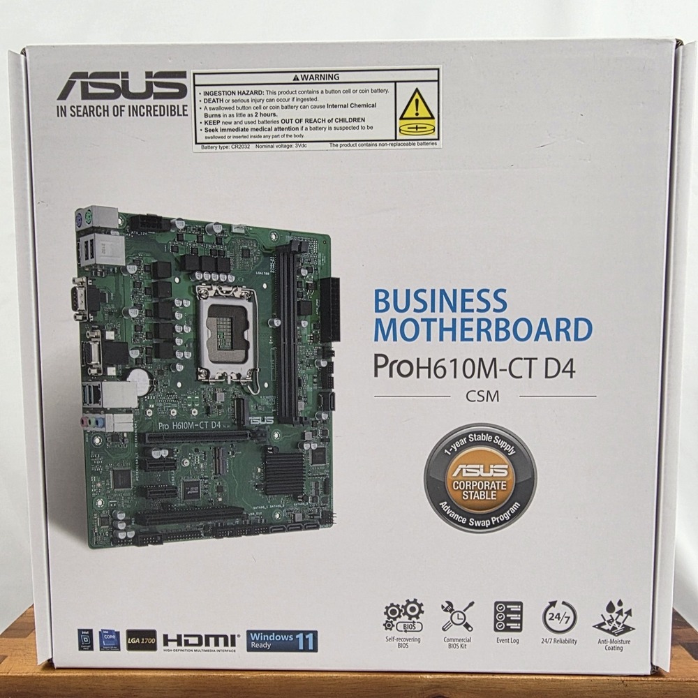 ASUS Pro H610M-CT CSMD4 LGA1700 Business Motherboard DDR4 HDMI mATX NEW SEALED